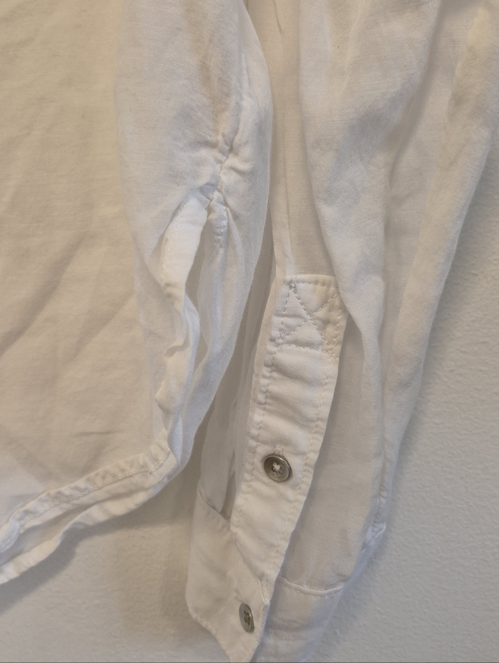 Lightweight White Women's Button Henley Blouse - Picture 8 of 16